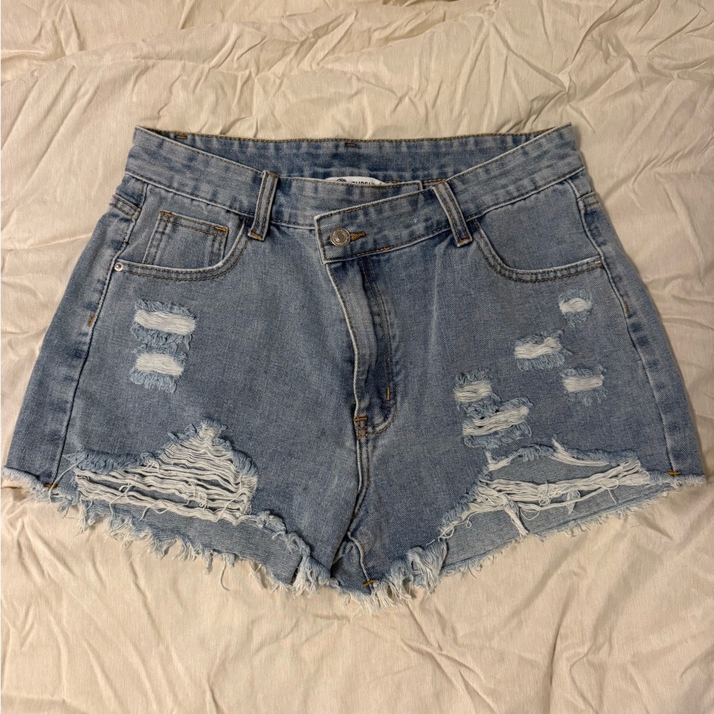 Cupshe Light Blue Distressed Jean Shorts